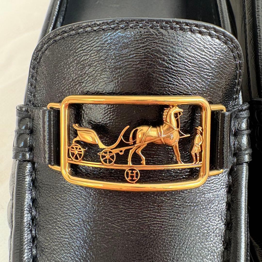 【未使用】　エルメス　モカシン　ケッシー　ローファー　レザー　ブラック　馬車金具
