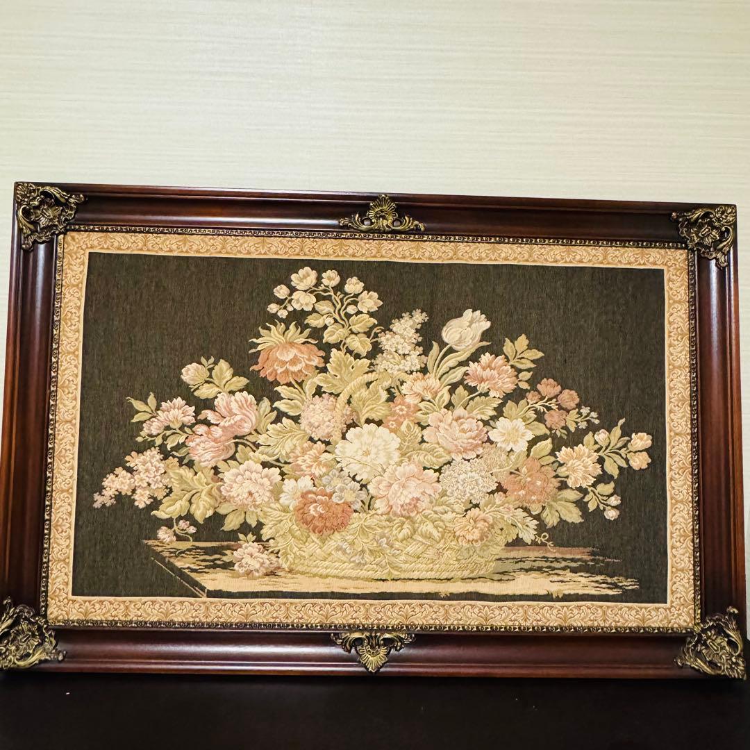 アンティーク額縁　ゴブラン織り タペストリー イタリア製 絵画 132x85