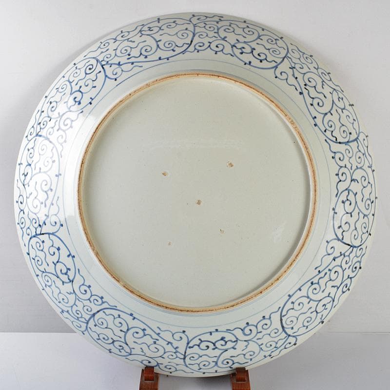 伊万里焼　古伊万里　色絵　南蛮船文　大皿　飾皿　直径約61cm　D　R5361B