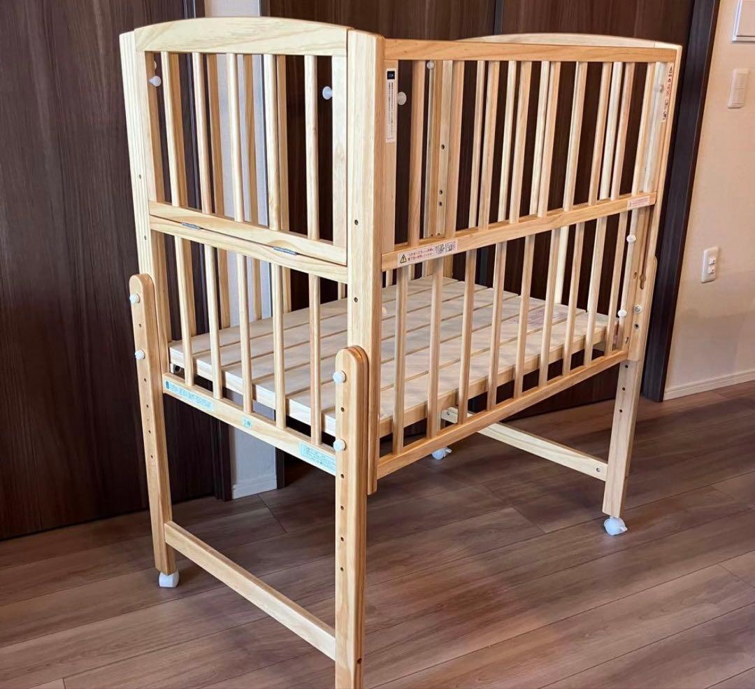 ノモック　nommoc Wオープンハイタイプ　ベビーベッド ナチュラル