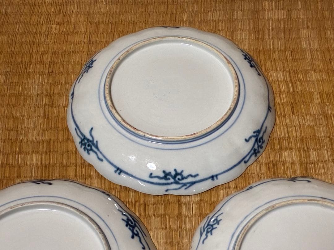 古伊万里 金彩 色絵 中皿 平皿 盛皿 三枚揃い 時代物