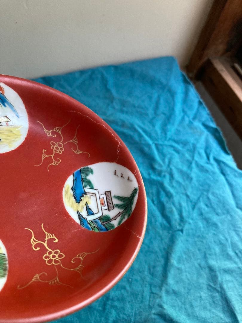 清朝　十錦手小皿　南京皿　二客