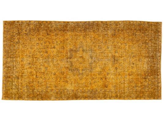 トルコ ヴィンテージラグ A109超大判 レア マスタードイエロー オーバーダイ