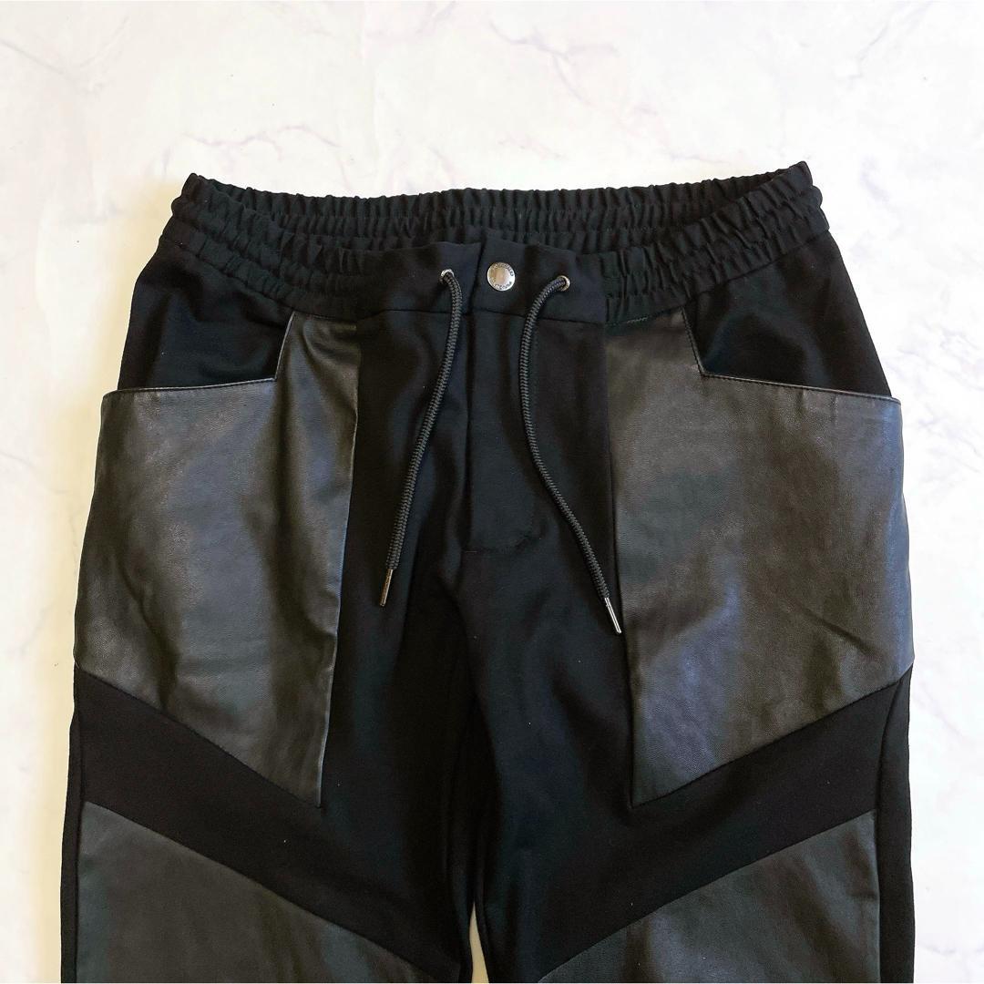美品希少XL✨ウノピゥウノウグァーレトレ リラックス ジョガーパンツ 羊革 黒