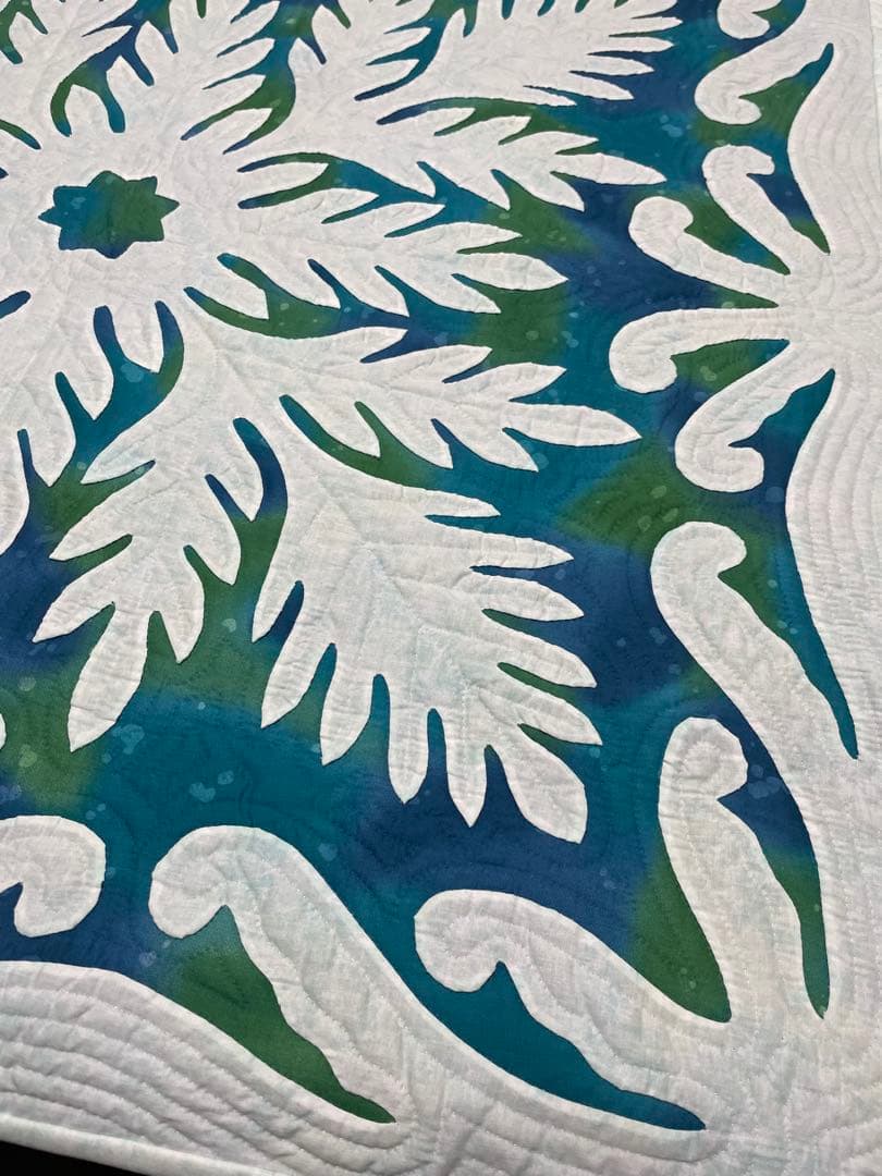 専用ハワイアンキルト タペストリー 緑柄白柄
