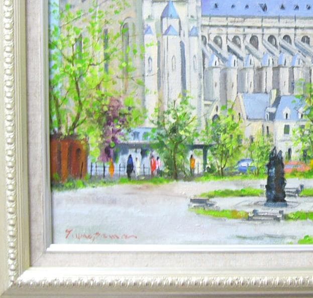 絵画 梅沢民雄 肉筆油絵 風景画 ノートルダム大聖堂