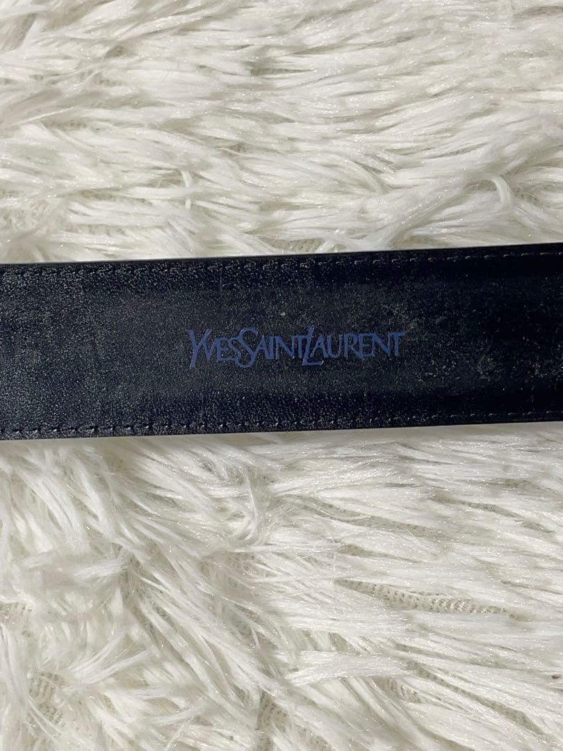 イヴサンローラン YSL レザーベルト 本革　箱付き　ロゴバックル ブラック