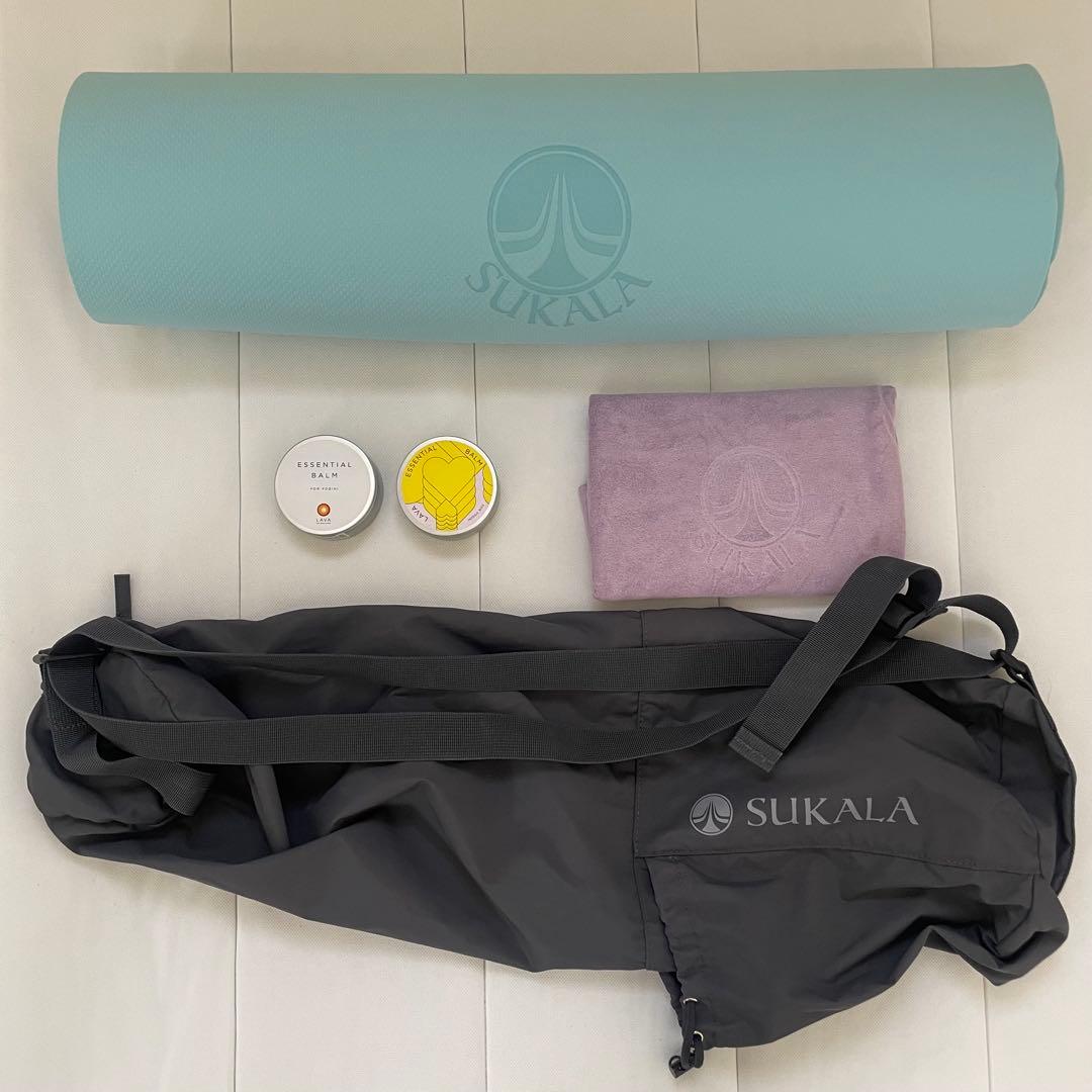【LAVA/美品】ヨガマット,ラグ,ケース,バーム×2,5点セット