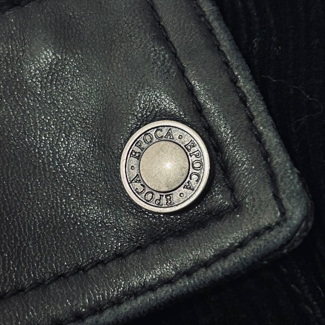 美品 EPOCA ブラックデニム レザー ジャケット ライダース 切替 ボア