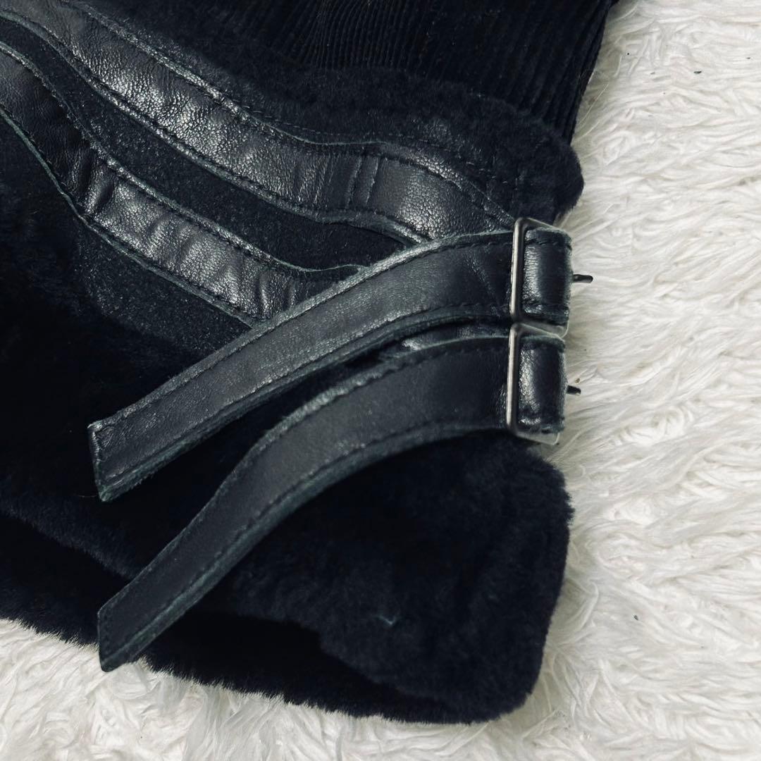 美品 EPOCA ブラックデニム レザー ジャケット ライダース 切替 ボア