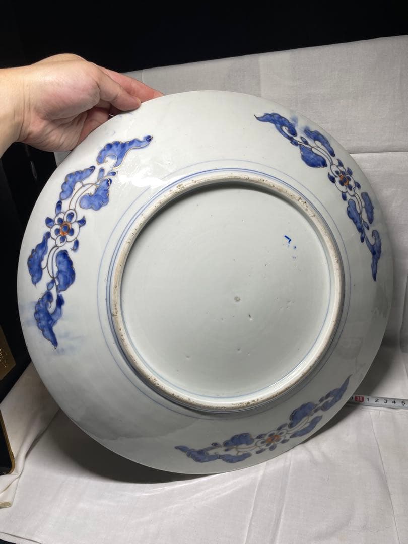 古伊万里。大皿。金彩。松鶴文。茶道具。飾皿。明治時代。古美術。骨董品。蔵出し。