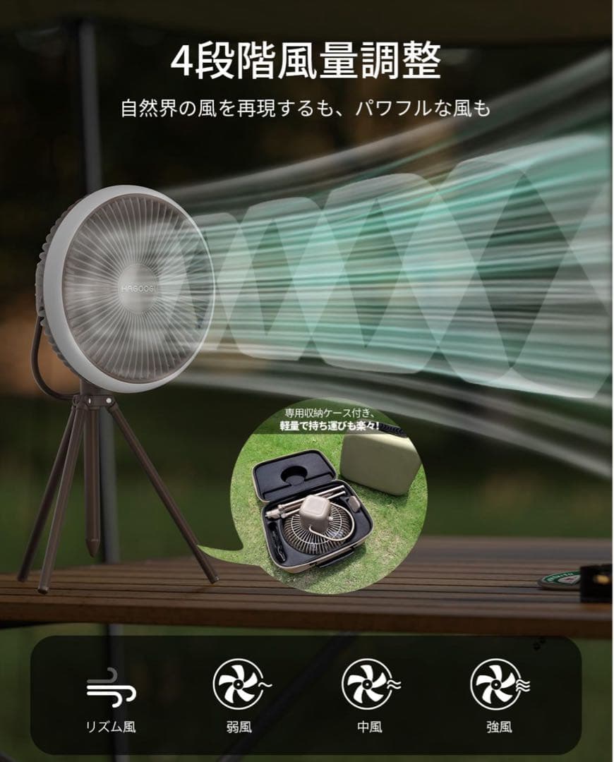【新品】【当日発送】HAGOOGI 多機能ファン　扇風機　キャンプ