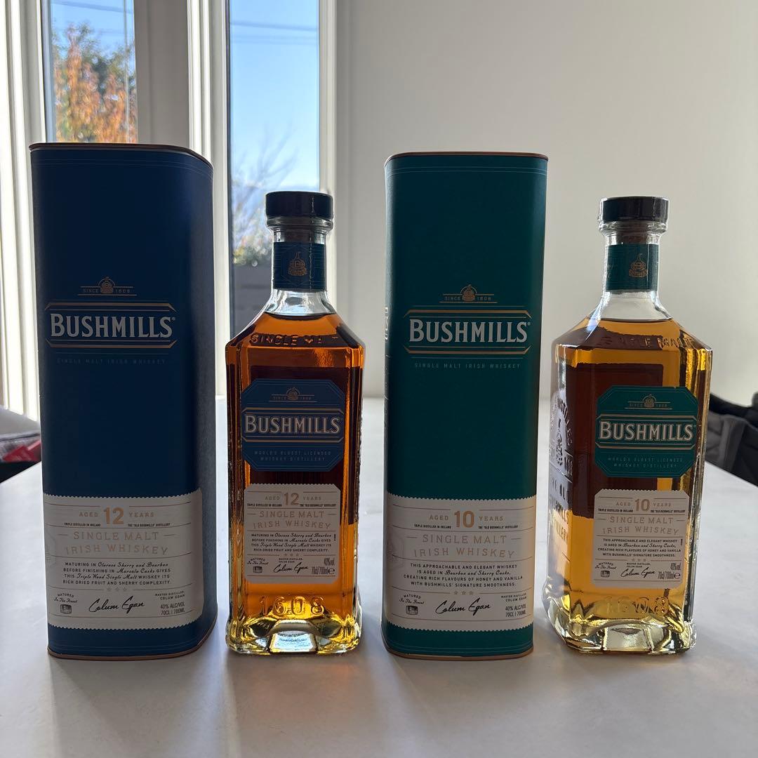 ブッシュミルズ10年　12年　シングルモルトウイスキー700ml 2本セット