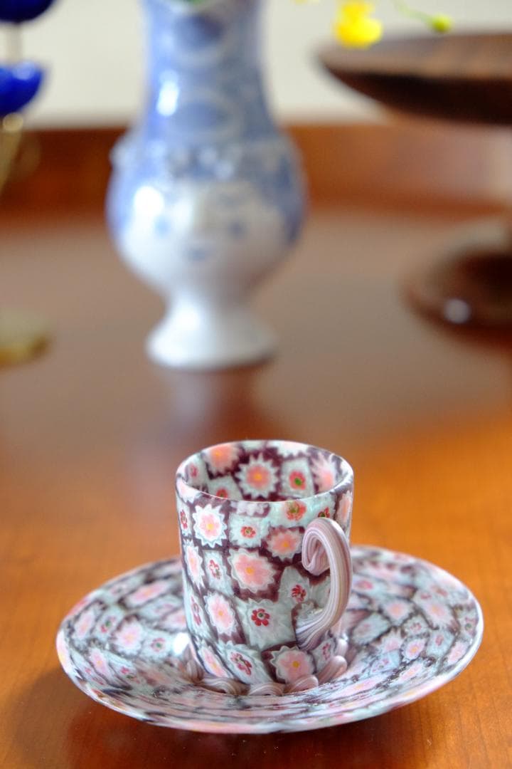 ミルフィオリ カップ＆ソーサー グラス 吹きガラス 江波冨士子/ムリーニ ガラス