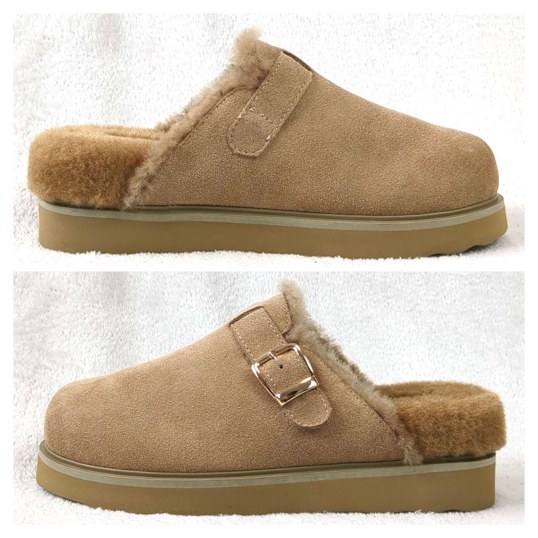 MOHI... モヒ　サボサンダル　ファー　スエード　キャメル　サイズ37