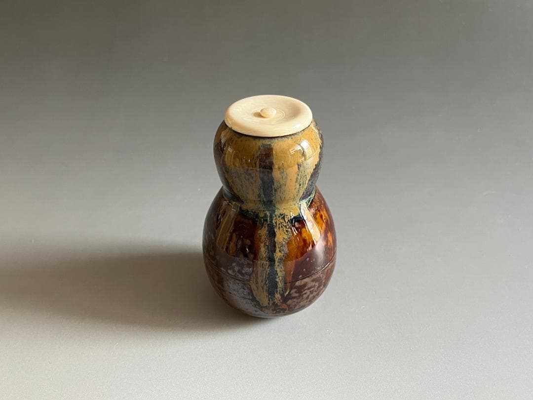 亀井楽山　高取　瓢形茶入　茶道具