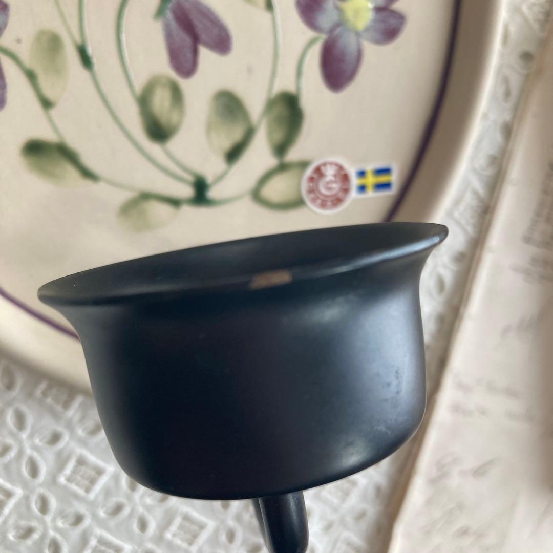 北欧ヴィンテージ　【希少】Gabrielオーバル陶板キャンドルホルダー＆リボン