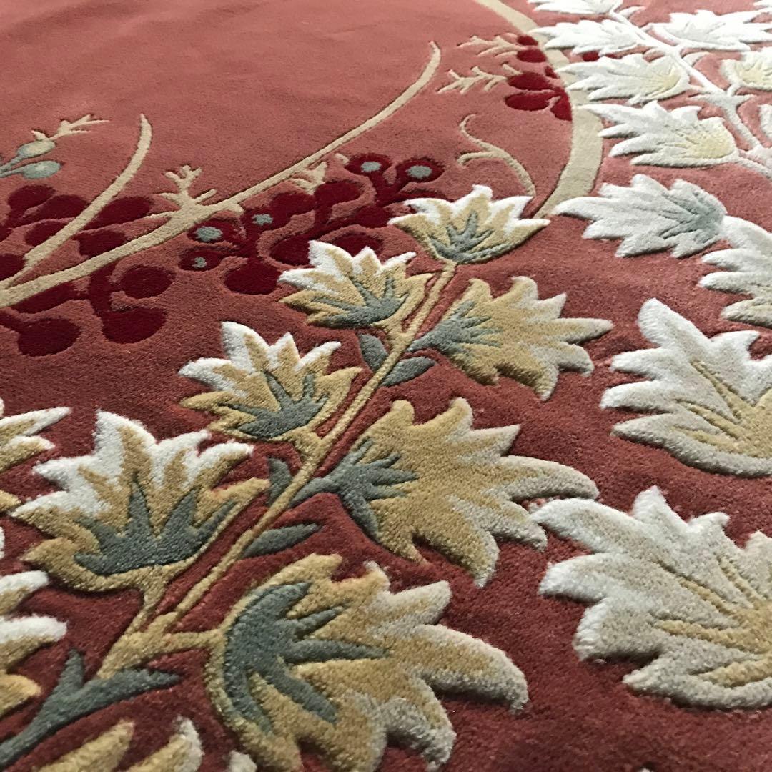 花柄 和風 ラグ ラグマット 段通 絨毯169×241.5cm ローズ