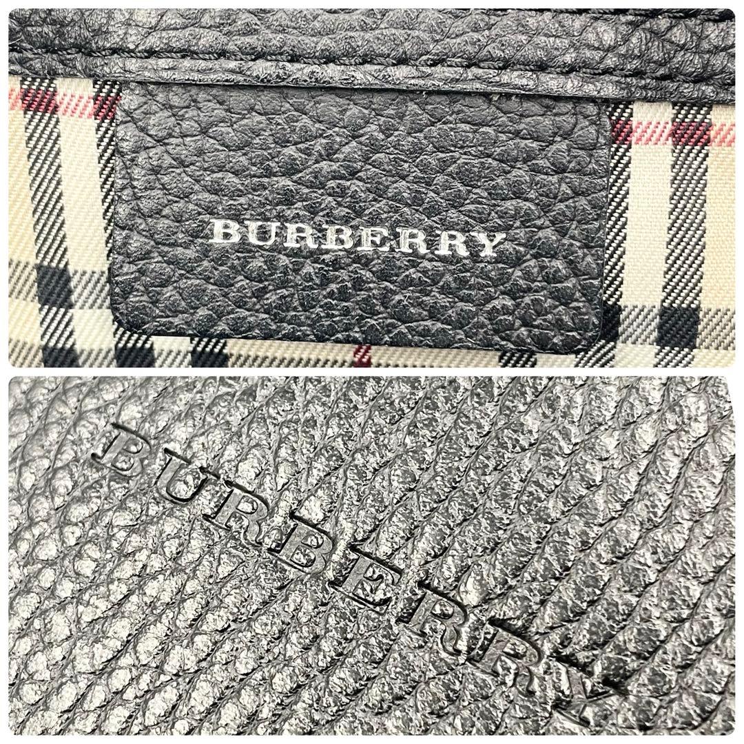 【美品】バーバリー ビジネストートバッグ 最高級シボ革 肩掛けA4 ノバチェック