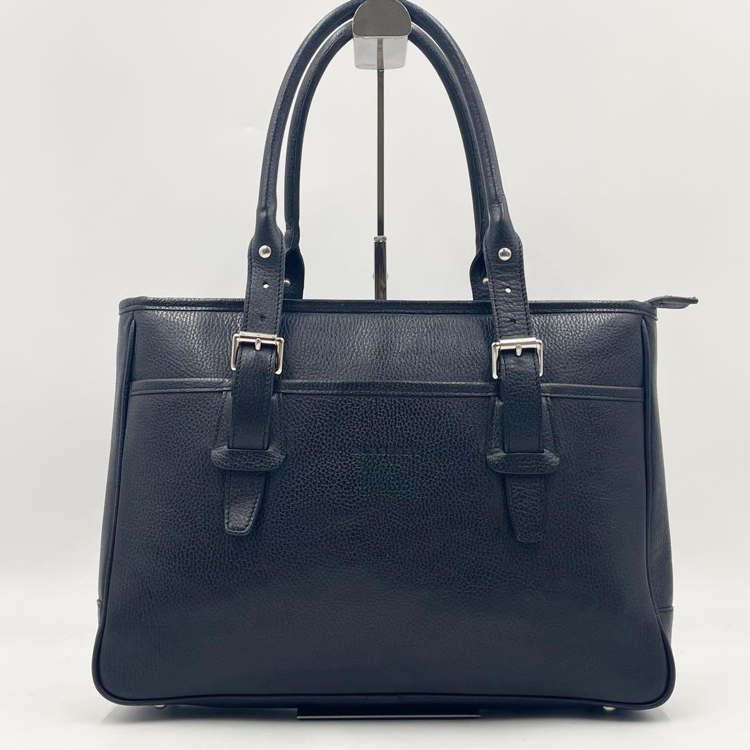 【美品】バーバリー ビジネストートバッグ 最高級シボ革 肩掛けA4 ノバチェック