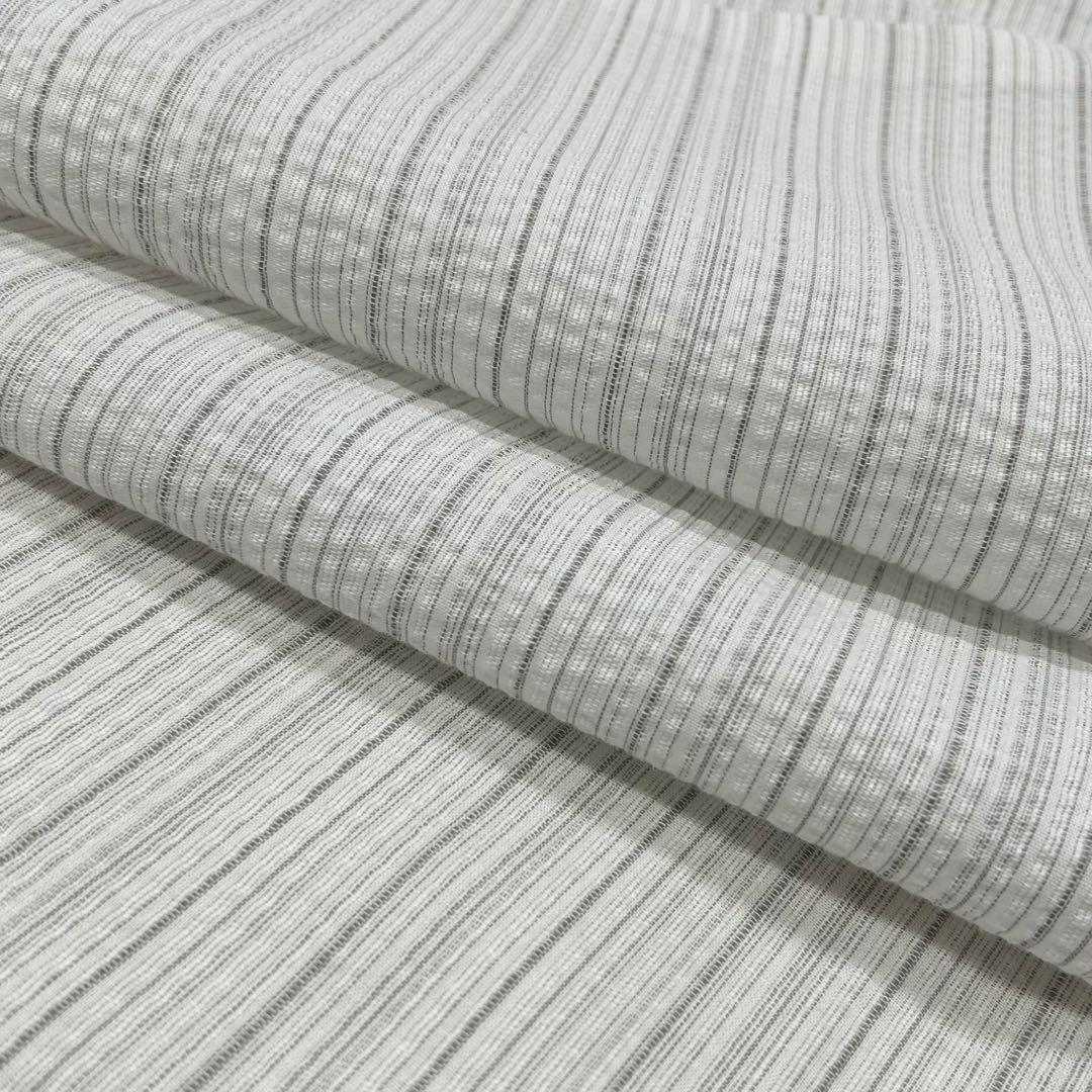 古典しじら織　浴衣　綿 粋な夏着物 縞柄　半幅帯　麻の葉　2点 0722⑤