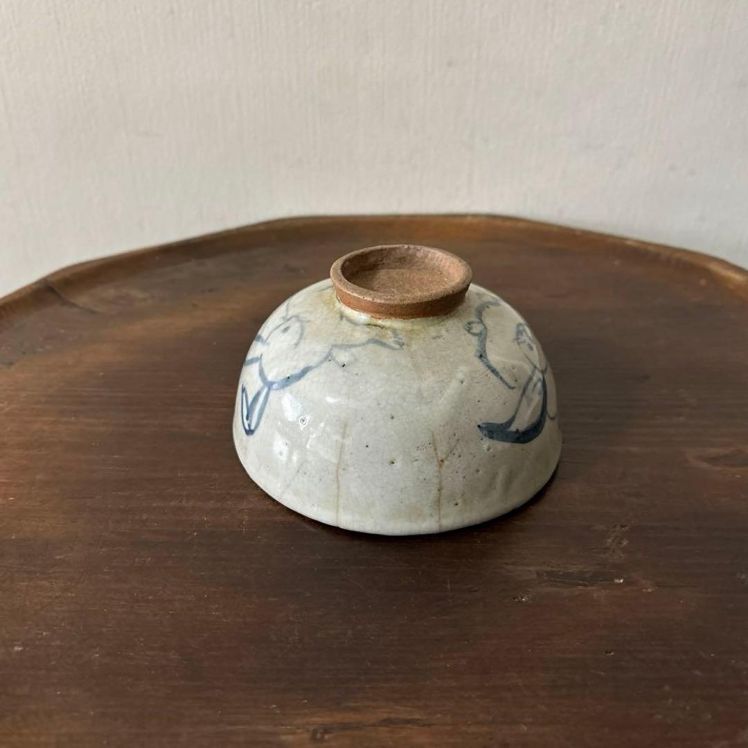 古い染付兎茶碗　うさぎ　ウサギ　骨董　柳宗悦　民藝　青山二郎　白洲正子　検:李朝