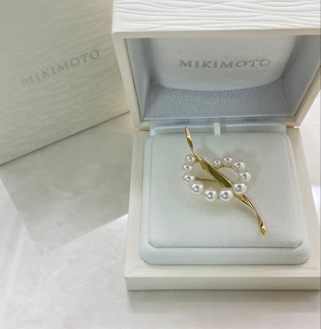 【極美品】ミキモト パール ブローチ K18YG 現行品 ケース・外箱 愛子様
