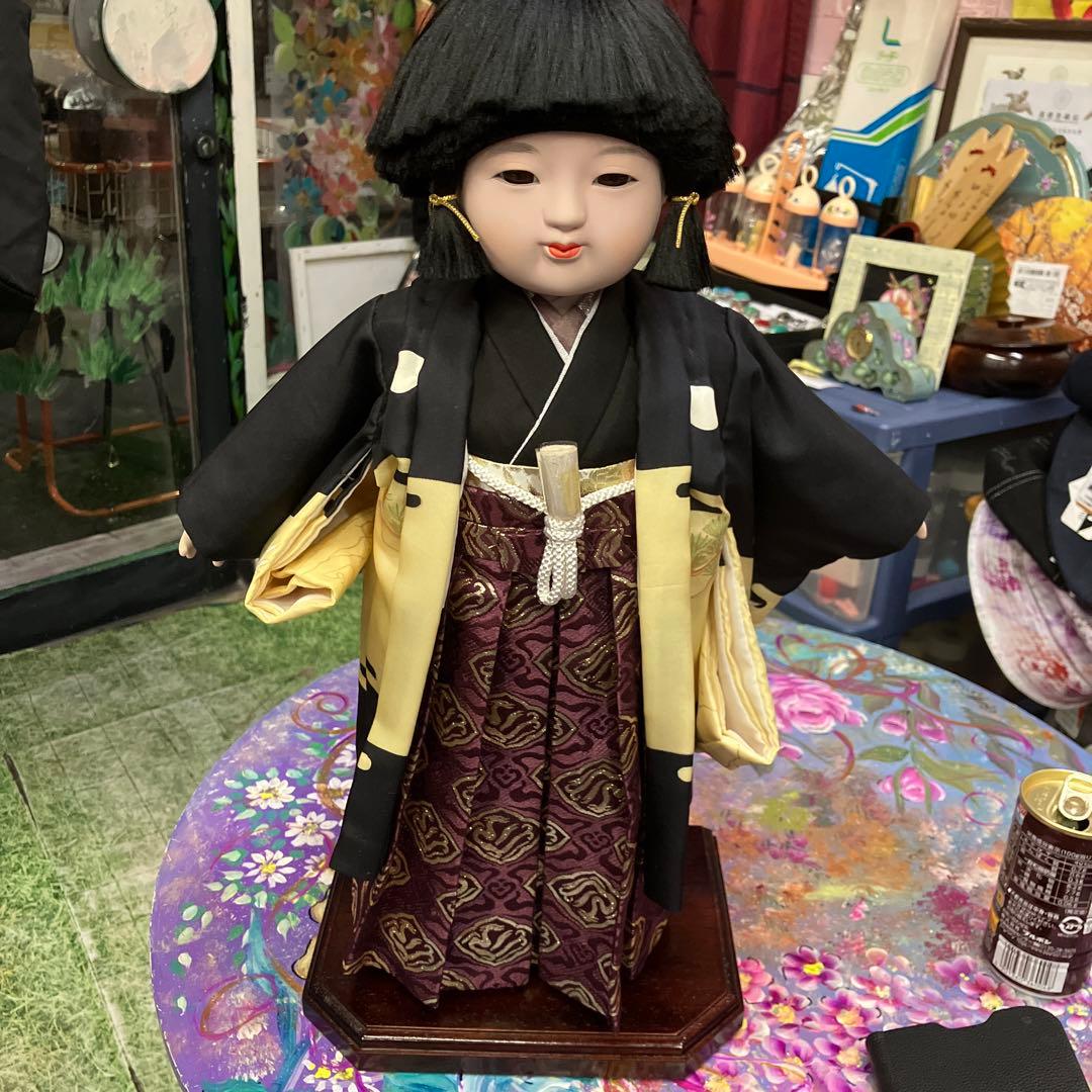 市松人形 陶器製 黒金衣装