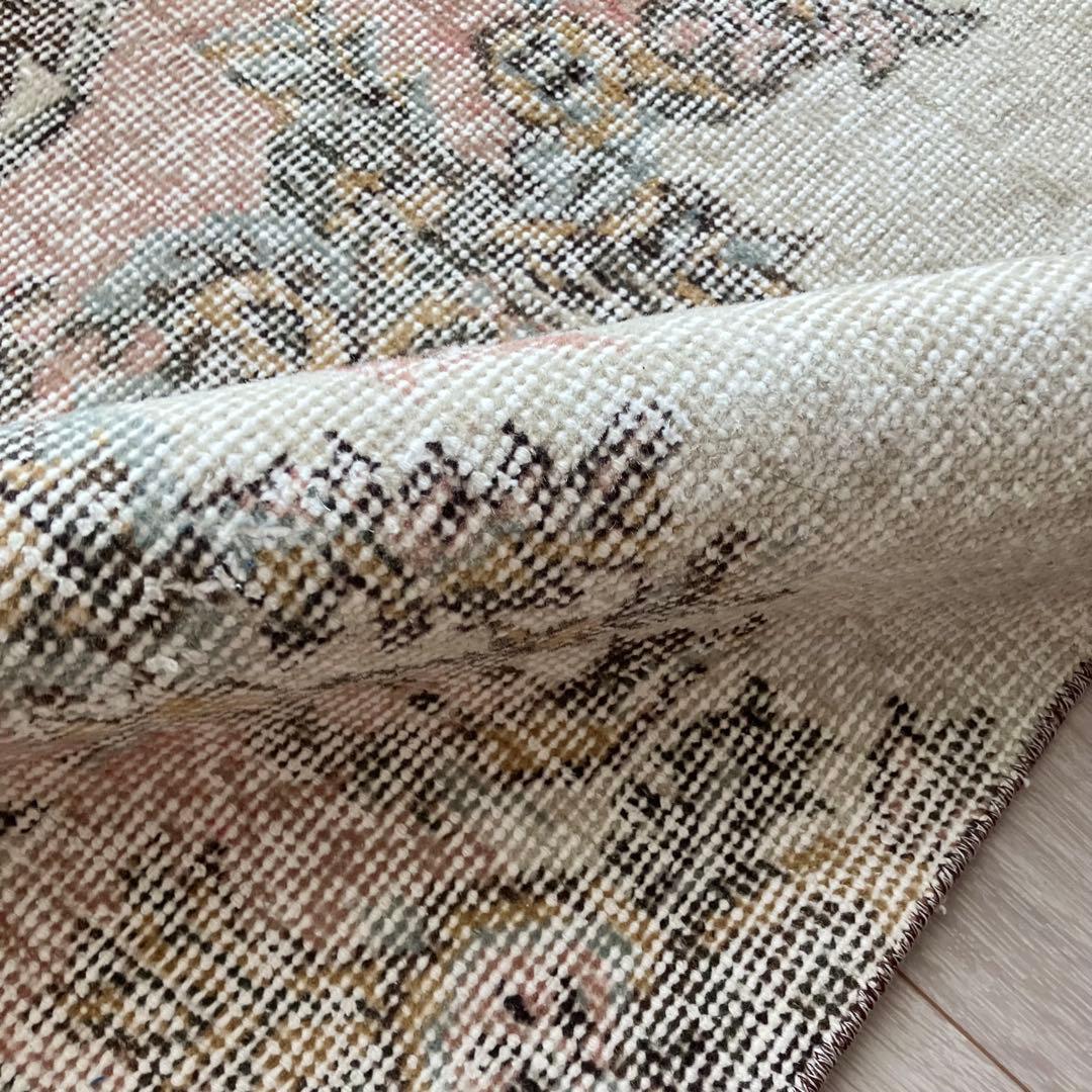 カフェオレ59×216ピンク　ブラウン　超ロングランナー　トルコヴィンテージラグ