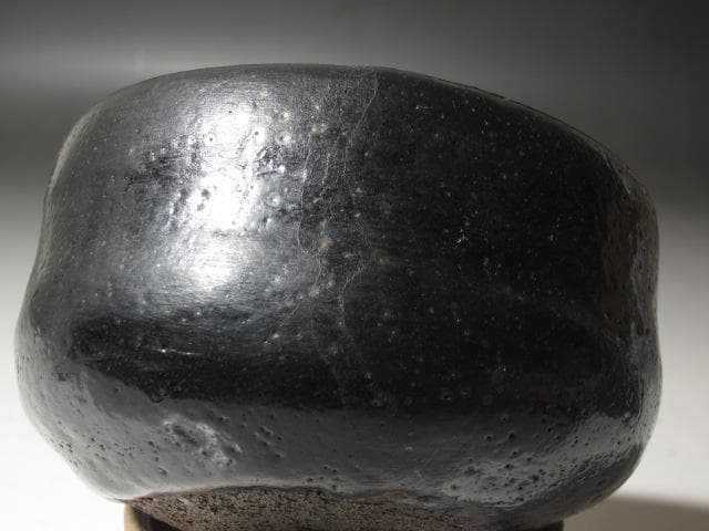 ★楽吉左衛門九代　了入　黒茶碗　富士の画　裏千家　十三代　円能斎の花押★x633