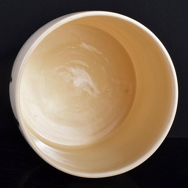 京焼　三浦竹軒造　鉄絵　鳥山水図　水指　共布共箱二重箱　C　R8833B