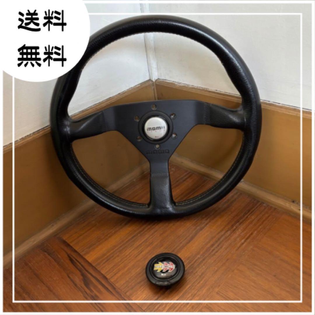 MOMO ステアリングホイール 3スポーク 黒　ベローチェレーシング　セット販売