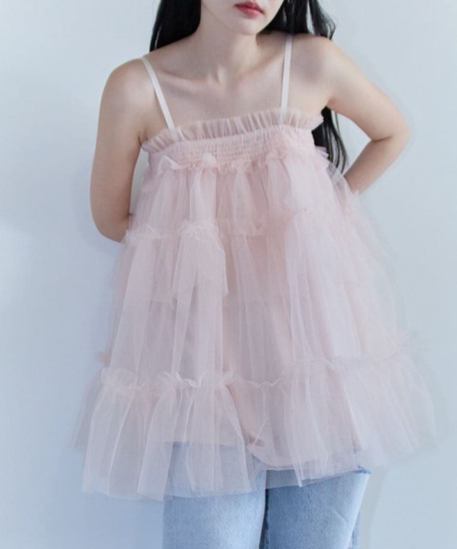 トップス tulle tiered tunic camisole