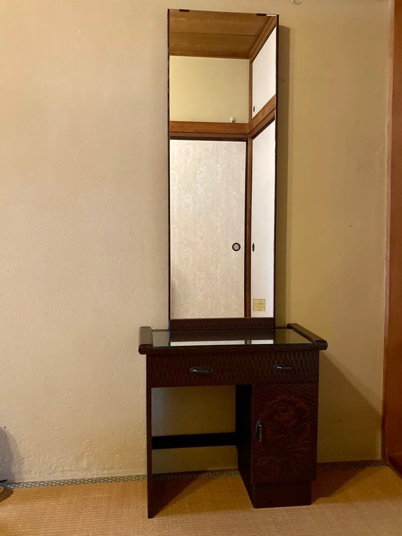 鎌倉彫 鏡台 ドレッサー　一面鏡化粧台