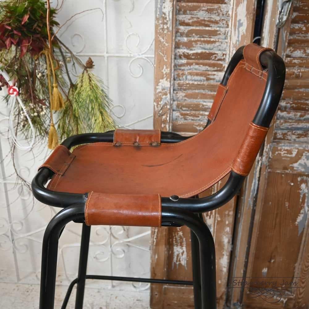 L3710-74-1 英国ヴィンテージ レザー ハイチェア カウンターチェア