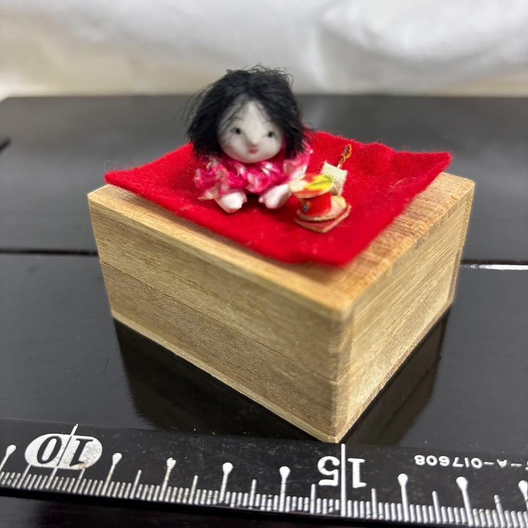 ❷アンティークハイハイ人形こま犬、亀ガラスケース桐箱童子大正昭和初期まとめて