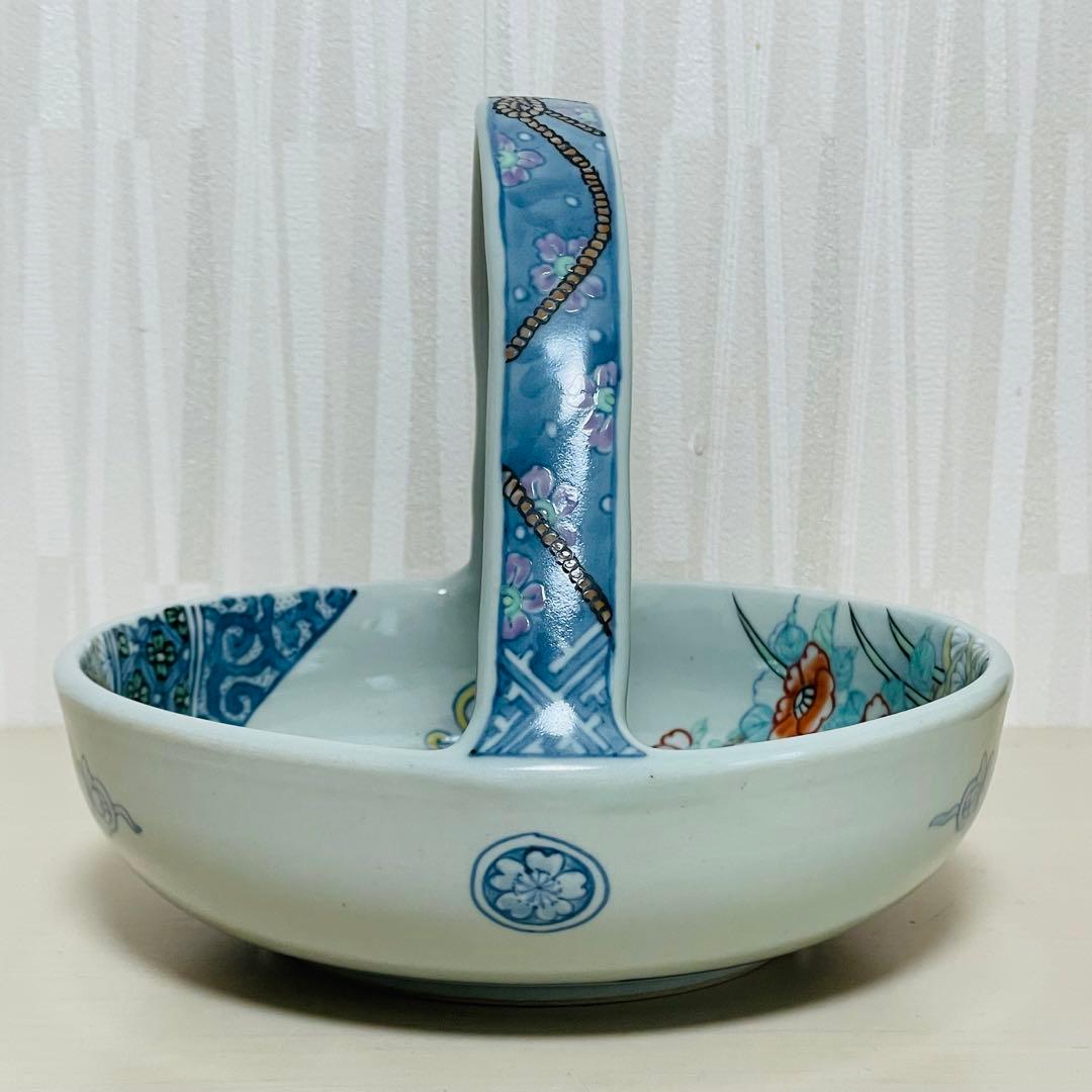 六代 佐藤走波 染錦花鳥文 手鉢 陶器 骨董品 共箱