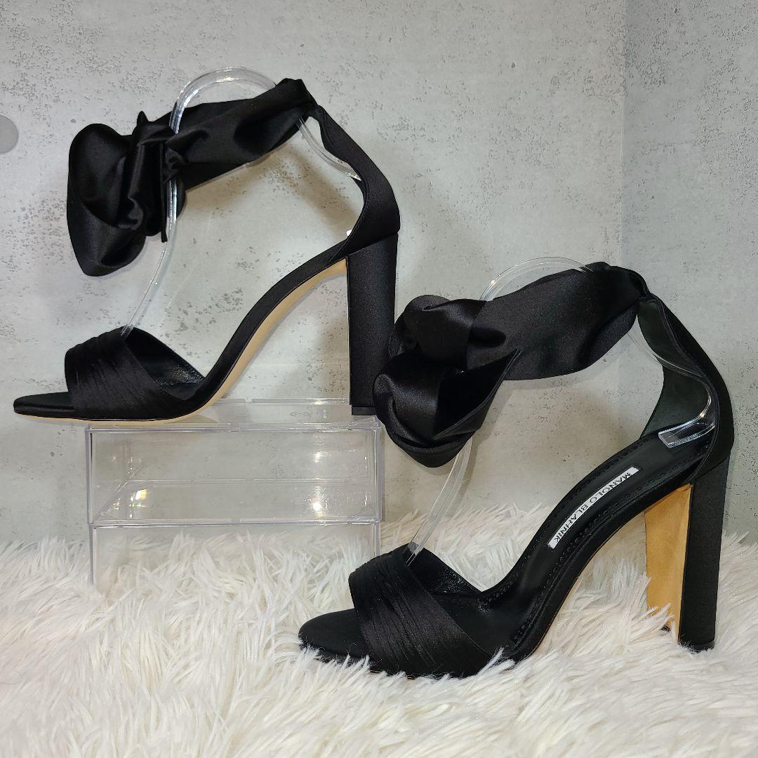 【MANLO BLAHNIK】MISAM　サテンリボン　ハイヒールサンダル