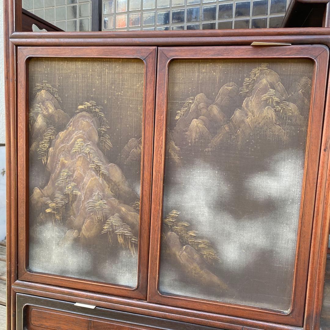 時代物 蒔絵飾り棚 紫檀 骨董品 古家具 店舗什器 箪笥 古美術