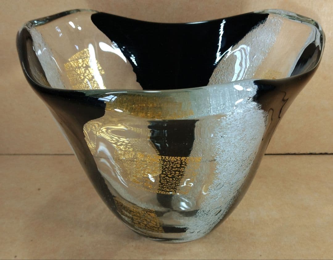 【本物保証】岩田藤七(文化功労者) ガラス花器 共箱 写生銘入り激レア希少品