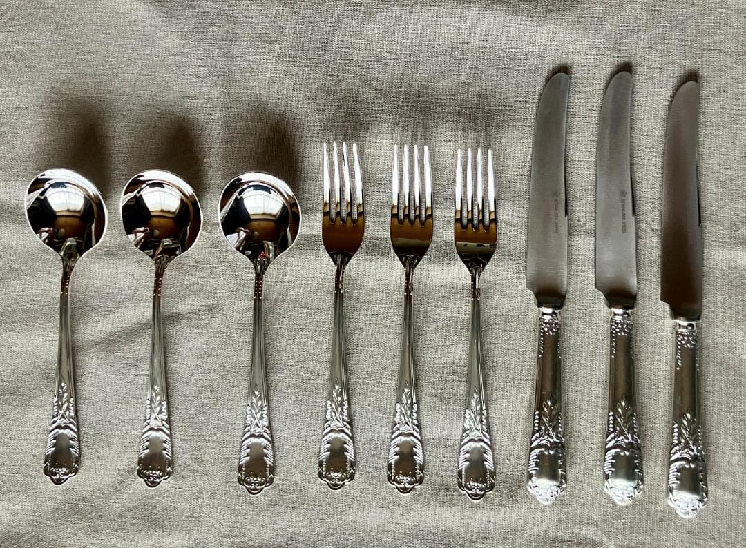 カトラリー Laurel 月桂樹 ナイフ・フォーク・スプーン 3セット 燕物産