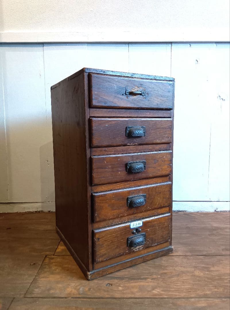 木製5段引出し　小型引出し　レトロ　ヴィンテージ　タンス　昭和