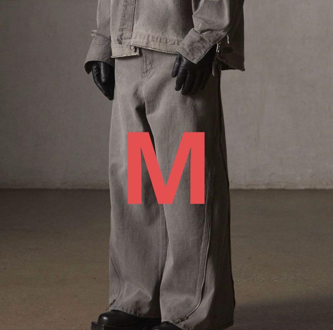 【GRANCY】グランシー　ジップデザイン バギーデニム パンツ　M