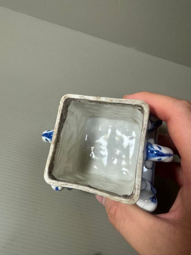 2131  骨董　『大明成化年製』銘　五童戯亀文香炉　時代物