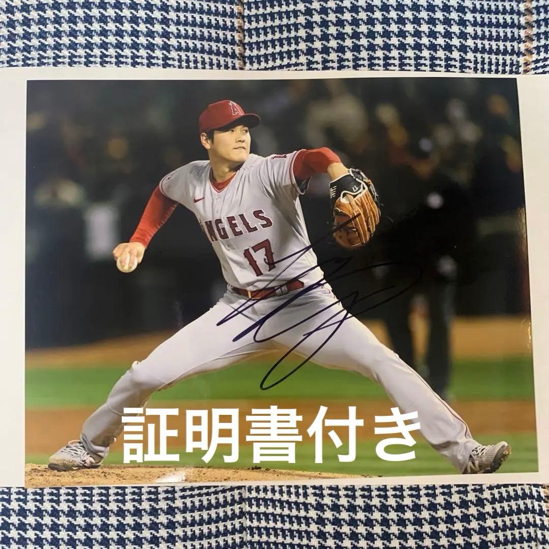 【証明書付き美品】大谷翔平フォト直筆サイン入り　六切　エンゼルス