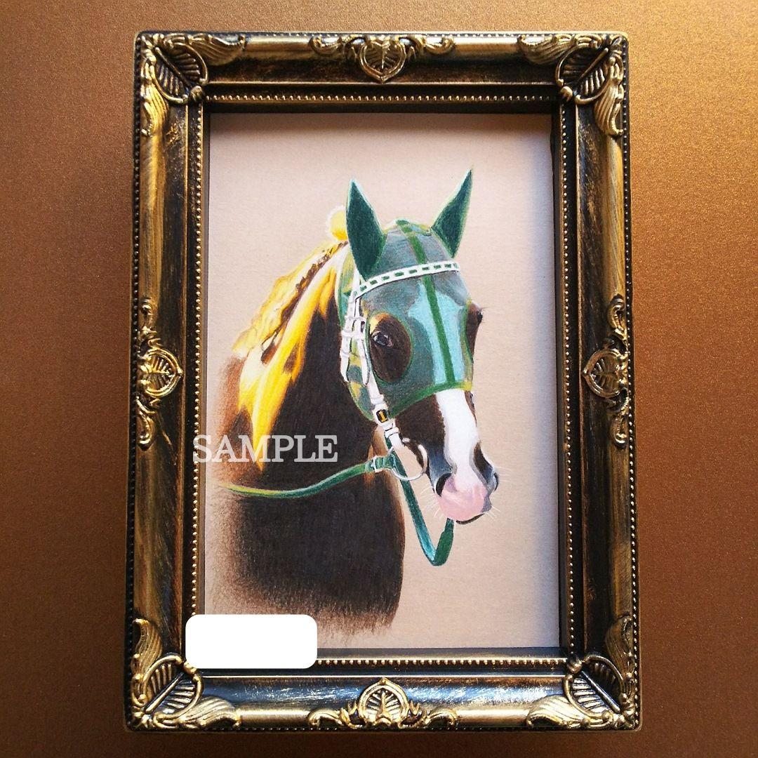 色鉛筆画 原画 サイレンススズカ 手描き イラスト No.45 馬