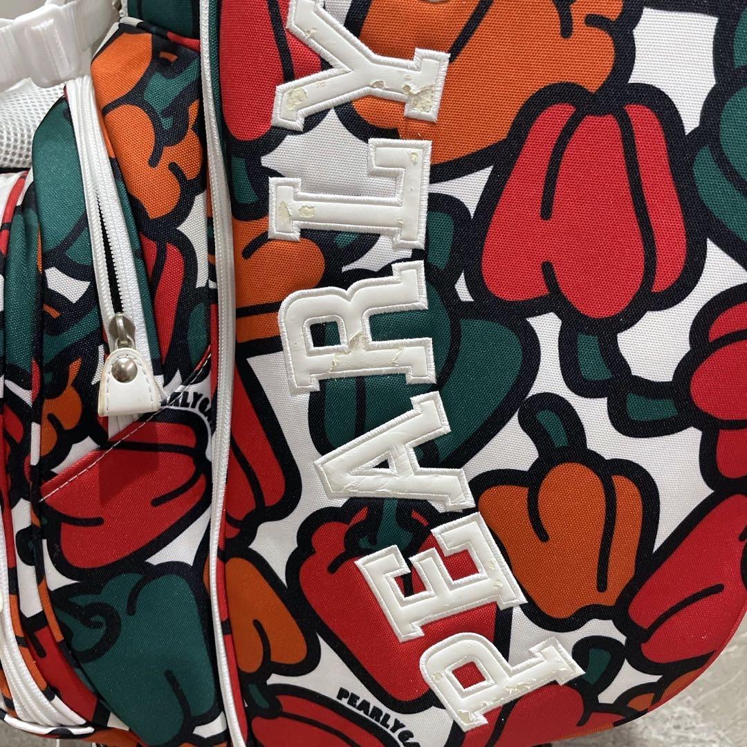 希少 パーリーゲイツ キャディバッグ パプリカ柄 ゴルフバッグ 3点式