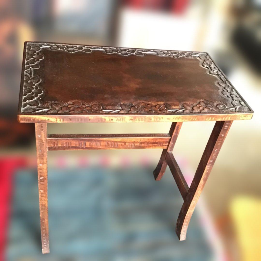 アンティーク軽井沢彫り　櫻 花台　家具　収納