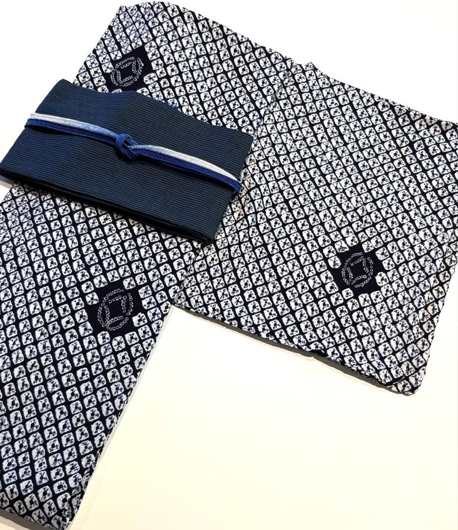 有松絞り　浴衣　蜘蛛絞り