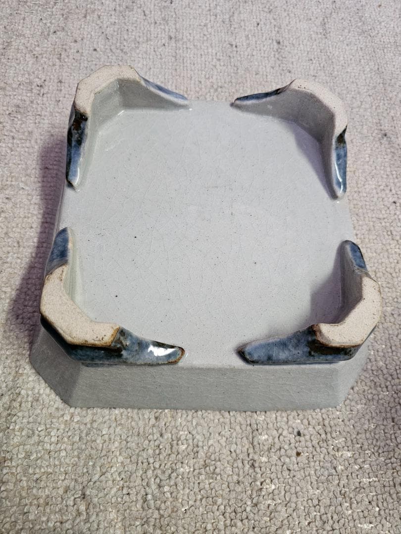 民藝 河井寛次郎？ 呉須百合辰砂角鉢 未鑑定品